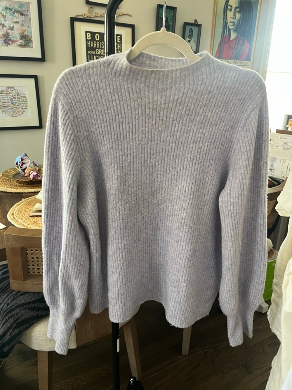 J. Crew Soft Lavender Ribbed Mock Neck Sweater